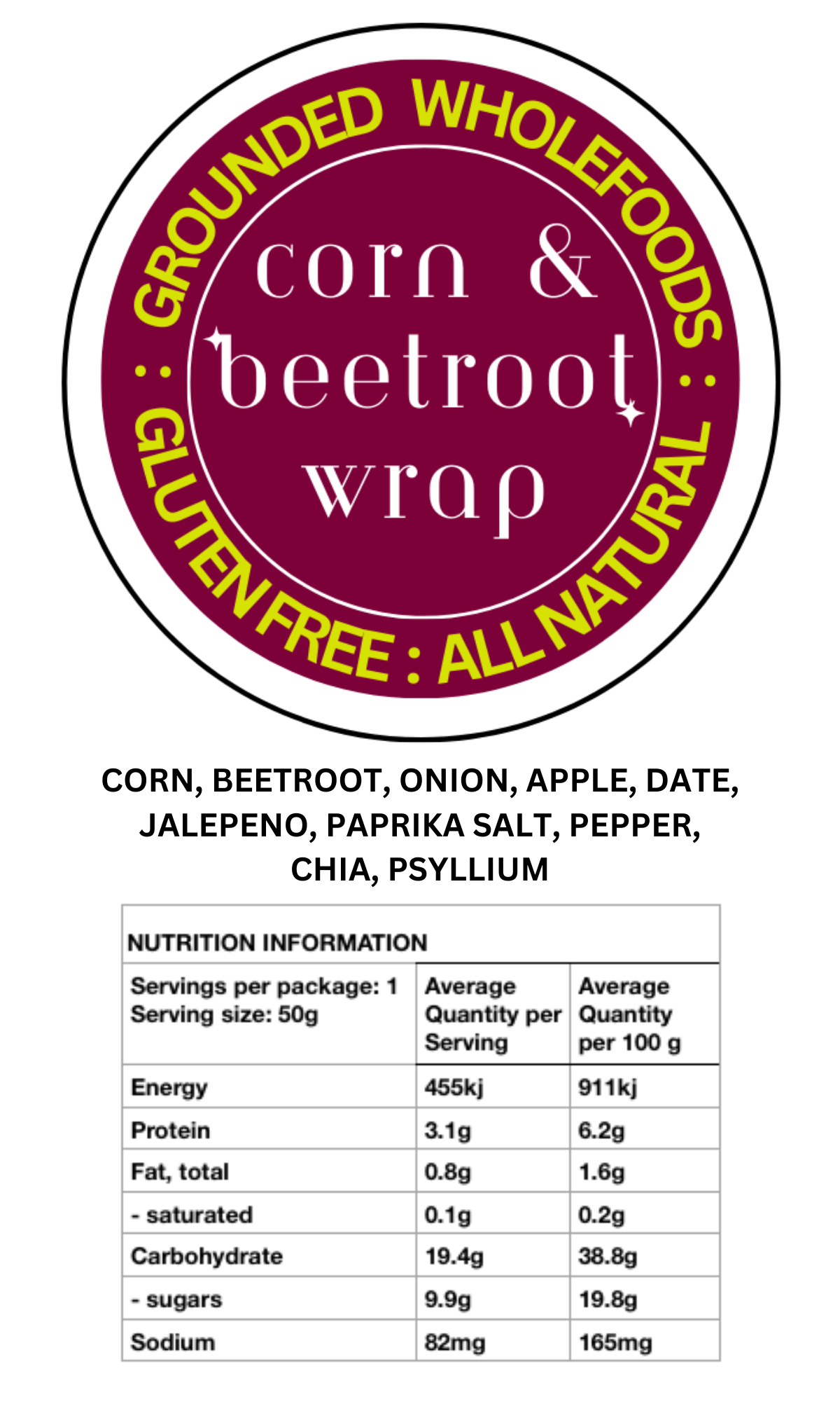 CORN & BEETROOT WHEAT FREE WRAP