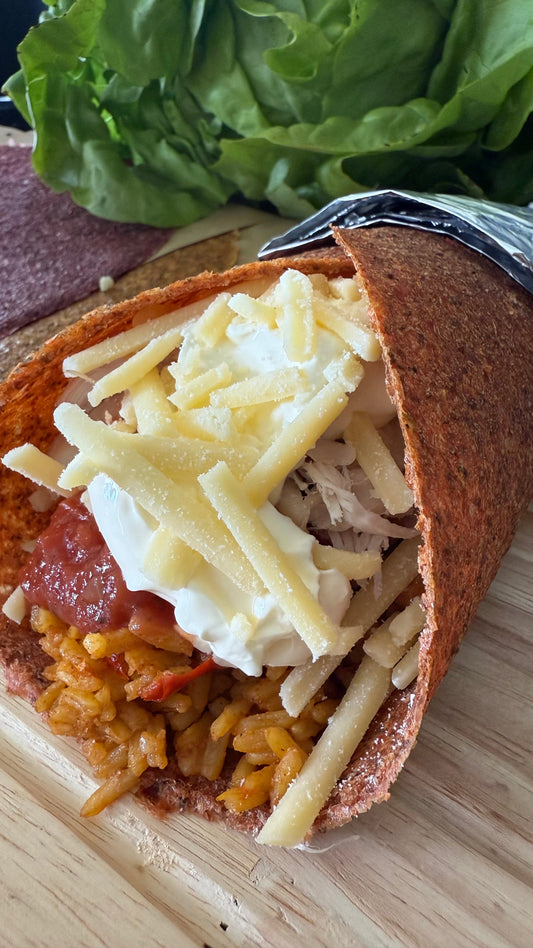 wheat free chicken and rice burrito