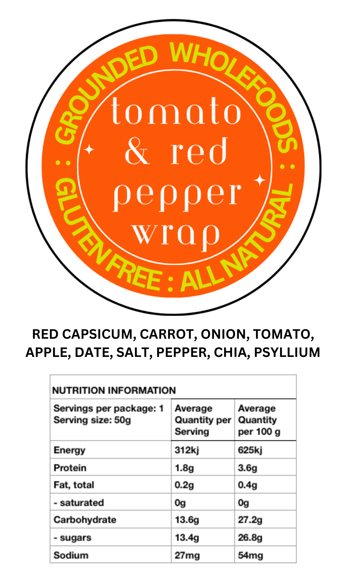 TOMATO & CAPSICUM WHEAT FREE WRAP